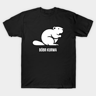 Funny Polish Internet Meme Bobr Bober Kurwa Minimalistic Beaver Art T-Shirt